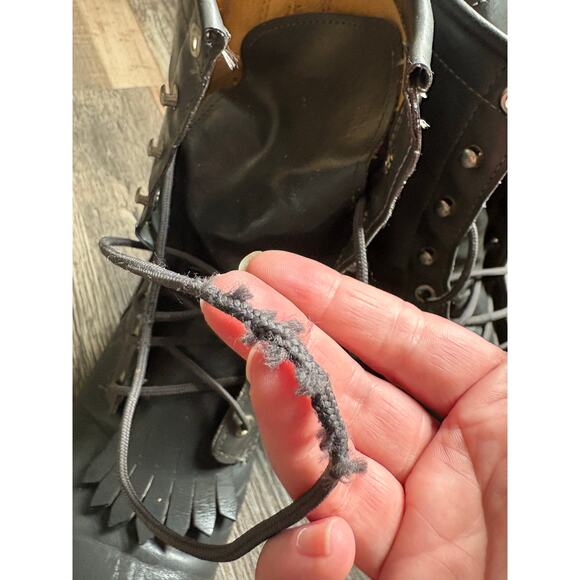 Texas Brand Boots Kiltie Lace Up Gray Leather Western 4442 Size 8 Medium - Picture 6 of 8